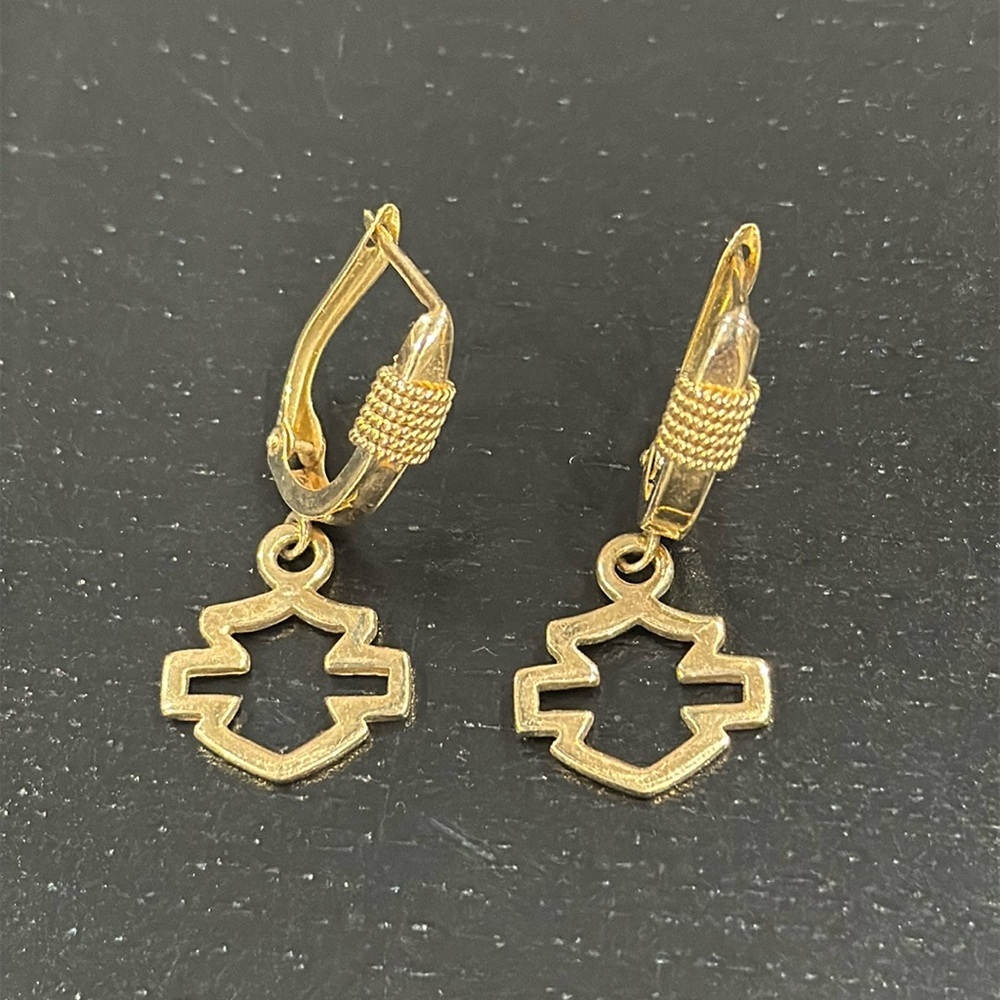 Harley-Davidson 10K Gold Vintage Stamper Earrings - Picture 2 of 8